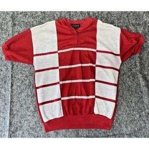 Vintage MICHO Red Quarter Zip Shirt Men's Retro 80s 90s Pullover Casual Top(47-7